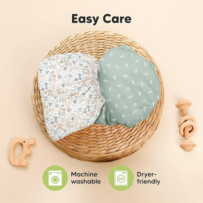 Pack and Play Sheets Fitted - 2-Pack Mini Crib Sheets for Pack N Play Mattress 38x26, Soft & Cozy, Neutral Toddler Playard Bedding, Snug Fitted Mini Baby Crib Mattress Cover Boy, Girl (Prairie)