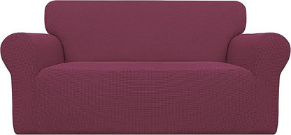 Easy-Going Stretch Oversized Loveseat Slipcover 1-Piece Sofa Cover Furniture Protector Couch Soft with Elastic Bottom for Kids Polyester Spandex Jacquard Fabric Small Checks ASH Rose