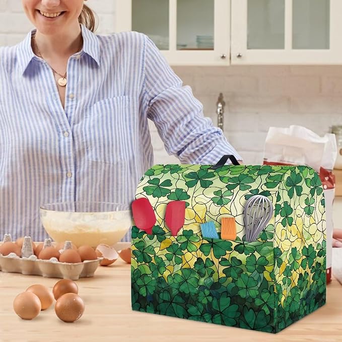 St. Patrick's Day Mixer Covers Shamrock Kitchen Aid Stand Mixer Dust Covers Protector for 4.5-8 Quart Fit Tilt Head & Bowl Lift Models Butterfly Dreamcatcher Mixer Cover