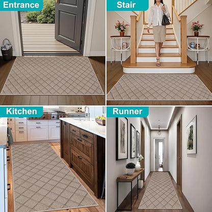 Azadx 4'x6' Front Entryway Door Mat Non Slip Indoor Door mats Washable Entry Mats Welcome Doormat Dirt Trapper for House Entry Low Profile Doormat Indoor Entrance Mat