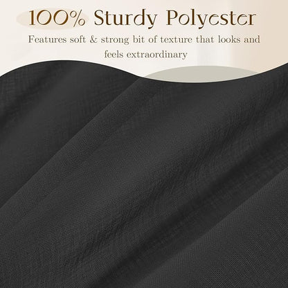 Dreaming Casa Black Sheer Curtains 102 Inches Long, Rod Pocket & Back Tab Light Filtering Textured Sheers for Living Room Bedroom, 2 Panels, Each 100" W x 102" L