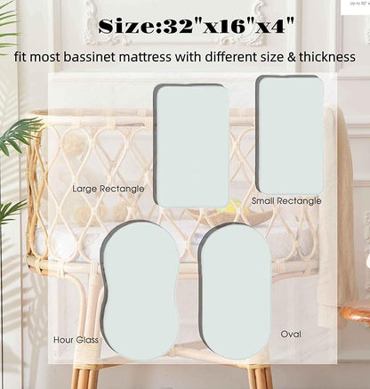 SDY Jersey Mushroom Bassinet Sheets for Baby Girls,32 "x 16 "x 4",2 Pack,Pink Cute Kawaii Standard Oval/Retangle Bassinet Mattress Sheets for Toddler,Super Soft Breathable