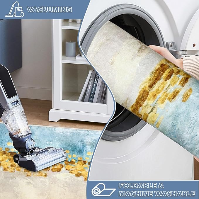 Runner Rug Washable 2x29 FT, Non Slip Rubber Backing Abstract Carpet, Soft Area Rugs for Bedroom Kitchen Hallway Entryway Bathroom, Customized