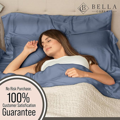 Bella Coterie Luxury Bamboo Viscose Twin XL Size Sheet Set | 100% Organically Grown | Ultra Soft | Cooling for Hot Sleepers | 18" Deep Pocket [Slate Blue]