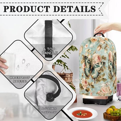 Butterflies Roses Coffee Machine Dust Cover Mixer Hood Cover Elegant Blender Covers for Kitchen Counter Blender Dust Covers for Kitchen Counter Kitchen Decor