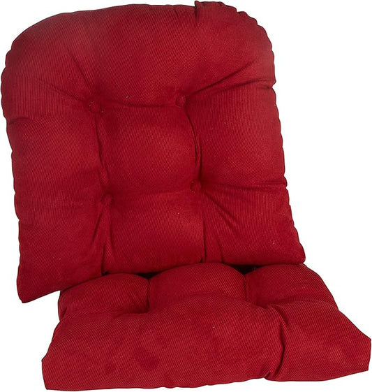 Klear Vu Gripper Overstuffed Universal Non-Slip Dining Chair Cushions for Kitchen Decor or Office Use, U-Shaped Skid-Proof Seat Pad, 17x17 Inches, 2 Count (Pack of 1), Linear Red