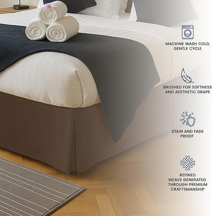Utopia Bedding Queen Bed Skirt - Soft Quadruple Pleated Ruffle - Easy Fit with 16 Inch Tailored Drop - Hotel Quality, Shrinkage and Fade Resistant (Queen, Brown)