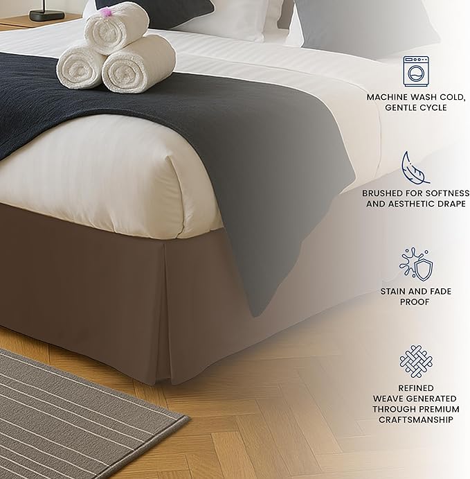 Utopia Bedding King Bed Skirt - Soft Quadruple Pleated Ruffle - Easy Fit with 16 Inch Tailored Drop - Hotel Quality, Shrinkage and Fade Resistant (King, Brown)