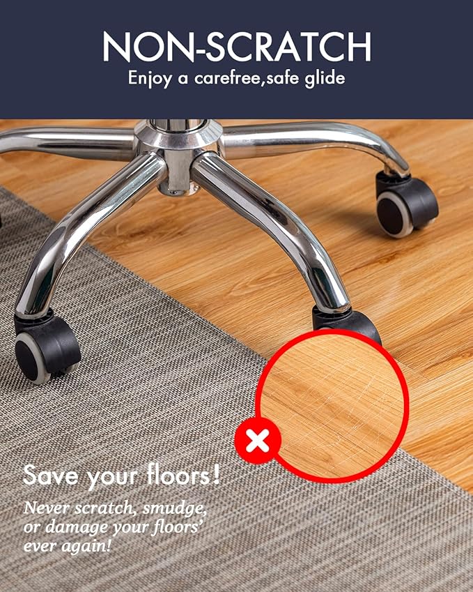 Office Chair Mat for Hardwood Floor Under Desk Computer Rolling Chair Mat for Wood/Tile Floor Non-Slip Heavy Duty Desk Rug PVC Plastic Hard Floor Protector 48" x 60" (Soapstone)