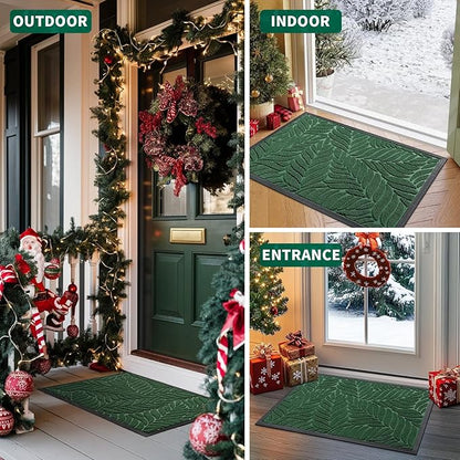 Yimobra 36x24 Large Door Mat Outdoor Indoor, All-Season Waterproof Door Mat Outside Entrance, All-Weather Non-Slip Outside Doormat for Garage Patio Entryway, Green