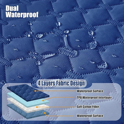 Smiry Waterproof Dog Bed Cover Blanket, Soft Reversible Pet Blanket, Washable Leakproof Cats Dogs Couch Cover for Sofa, Couch, Furniture, Plaid (68x82 Inch, Navy/Blue)