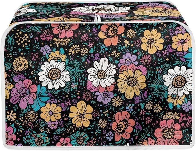 Flower 4 Slice Bread Maker Cover for Kitchen, Dustproof Toaster Cover Suitable for Standard Size Bread Machine, Small Kitchen Appliance