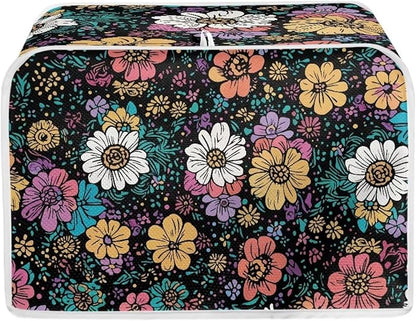 Flower 4 Slice Bread Maker Cover for Kitchen, Dustproof Toaster Cover Suitable for Standard Size Bread Machine, Small Kitchen Appliance