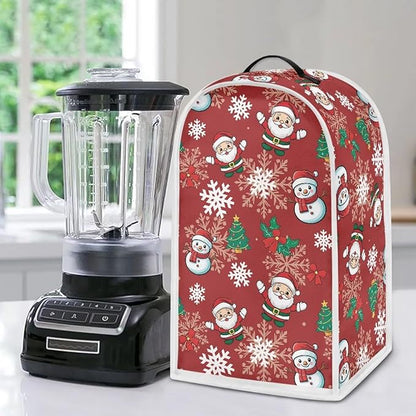 Talayituse Santa Claus Snowman Snowflake Tree Berry Print Blender Dust Cover, Fingerprint Protection Cover for Stand Mixer or Coffee Machine, Home Kitchen Appliance Covers Christmas Decor