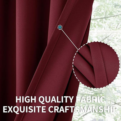 BGment Short Burgundy Blackout Curtains 36 Inches Length for Kitchen Window Over Sink - Half Window Drapes with Rod Pocket Privacy for Cafe Bathroom, 34 x 36 Inch, 2 Panels