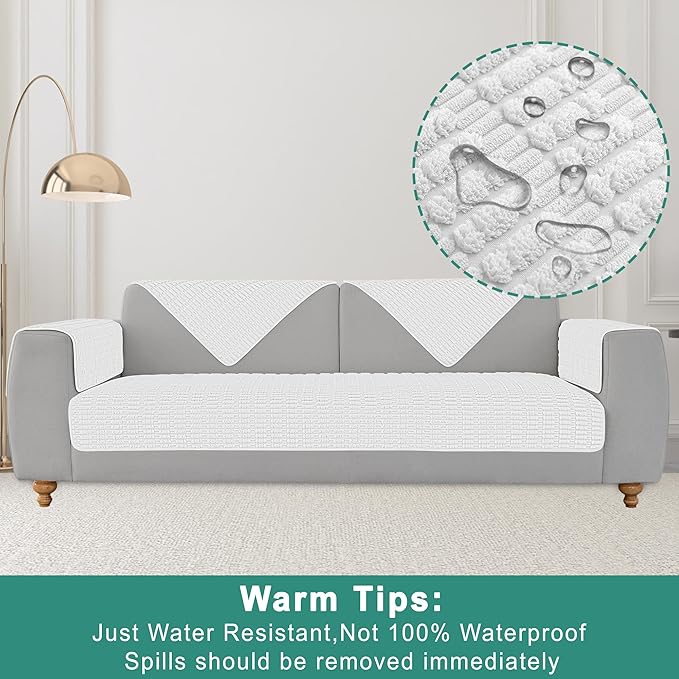 Foxdecor Couch Cover Sofa Covers Washable, Dog Bed Cover Couch Covers for 3 Cushion Couch Sofa Pet Friendly, Dog Couch Cover Furniture Covers for Pets.(White 40x50 inch)