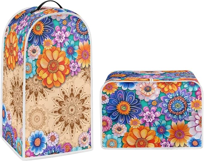 Boho Mandala Floral Blender Cover Toaster Cover Washable Dust Cover Dustproof Bakeware Cover Kitchen Appliance Accessories Size S