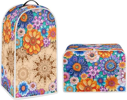 Boho Mandala Floral Blender Cover Toaster Cover Washable Dust Cover Dustproof Bakeware Cover Kitchen Appliance Accessories Size M