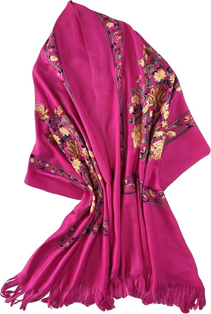 Urban CoCo Women's Embroidered Tassel Long Shawl Oversize Scarf Wraps for Women