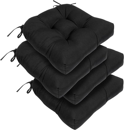 RACE LEAF Patio Chair Cushions 19x19 Inch 4 Pack, Thickened Outdoor Cushions Water Resistant Stain Resistant Non-Slip Ties (Black)