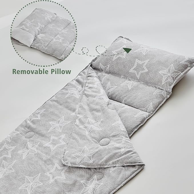 Toddler Nap Mat with Removable Pillow,Ultra Soft Slumber Bags for Girls,Kids Sleeping Bags with Roll Up Design, Perfect for Preschool,Daycare,Kindergarten