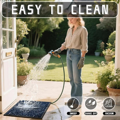 Yimobra Large Door Mat Outside Entrance 36x24, Waterproof Sturdy Outdoor Mats for Front Door, Heavy Duty Non-Slip Doormat for Garage Patio Entryway Indoor, Easy Clean, Blue