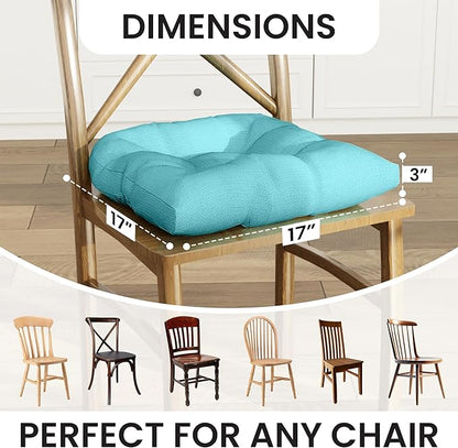 Klear Vu Gripper Overstuffed Universal Non-Slip Dining Chair Cushions for Kitchen Decor or Office Use, U-Shaped Skid-Proof Seat Pad, 17x17 Inches, 2 Count (Pack of 1), Solid Teal
