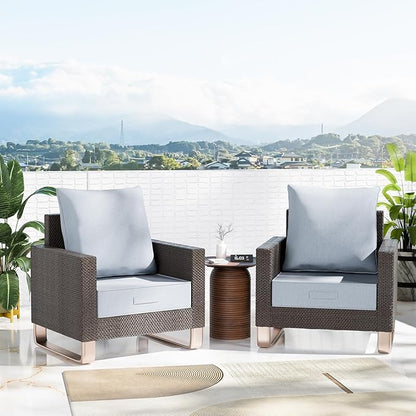 Outdoor Water-Resistant Olefin Deep Seat Cushion Set, 2PCS Weather and Fade Resistant 24''x 24''x 6'' Patio Furniture Seat Cushion, Thickened Sofa Chair Pad for Lawn, Garden, Light Gray