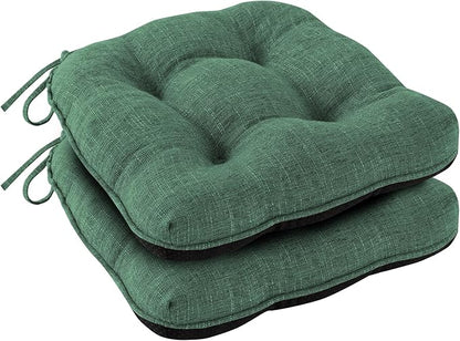 Chair Cushions for Dining Chairs Set of 2, Kitchen Chair Cushions, Chair Pads with Ties Non Slip Backing, Christmas Room Decor, Tufted Memory Foam Seat Cushion 2 Pack, 15.5x15.5x4, Dark Green