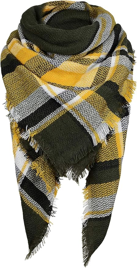American Trends Women's Cozy Warm Winter Fall Blanket Scarf Stylish Soft Chunky Checked Giant Scarves Shawls