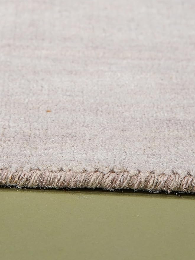 Hand Knotted Loom Wool ECO-Friendly Area Rugs - 10'x10', Square, Beige Color, Solid Plain Design, High Pile Thick Handmade Anti Skid Area Rugs for Living Room, Bed Room (L00111)