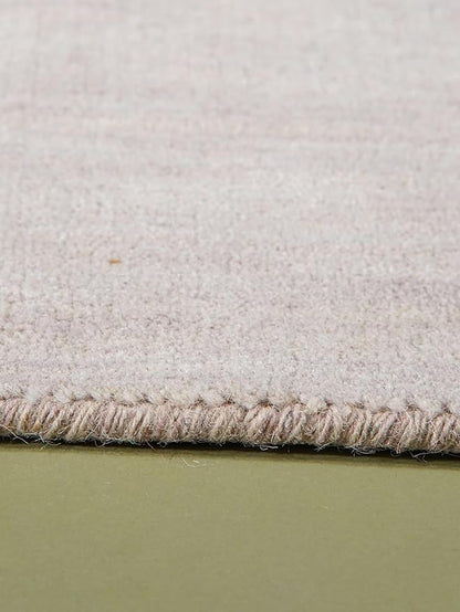 Hand Knotted Loom Wool ECO-Friendly Area Rugs - 8'x8', Square, Beige Color, Solid Plain Design, High Pile Thick Handmade Anti Skid Area Rugs for Living Room, Bed Room (L00111)