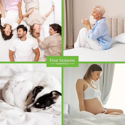 Olympic Queen Size (66"x80") Waterproof Mattress Protector - Cooling Viscose derived from Bamboo Fitted Sheet Super Queen Mattress Cover - Quilted Jacquard Pad