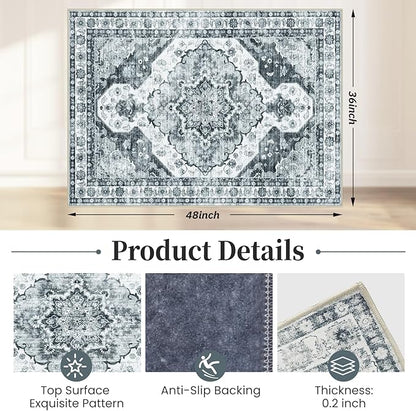 Office Chair Mat for Hardwood Floor&Tile Floor,36"X 48" Heavy Duty Desk Chair Mat for Hard Floors,Under Desk Rug for Rolling Computer Chair,Anti Slip,Low Pile Carpet Floor-Grey Flower