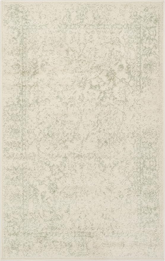 SAFAVIEH Adirondack Collection Accent Rug - 2' x 3', Ivory & Sage, Distressed Vintage Floral Design, Non-Shedding & Easy to Clean, Ideal for Front Door, Kitchen, Entryway, Foyer (ADR109V)