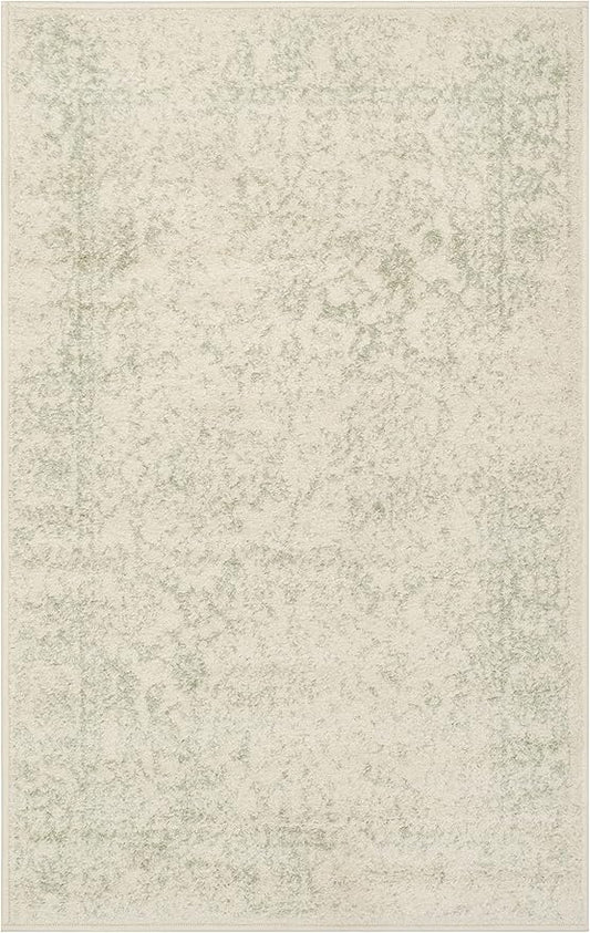 SAFAVIEH Adirondack Collection Accent Rug - 2' x 3', Ivory & Sage, Distressed Vintage Floral Design, Non-Shedding & Easy to Clean, Ideal for Front Door, Kitchen, Entryway, Foyer (ADR109V)