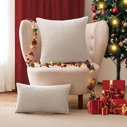 a moment Ivory Chenille Throw Pillow Covers 20x20 Inch Pack of 2 Modern Decorative Throw Pillow Covers Farmhouse Cross Covers Home Decor for Sofa Bedroom Living Room
