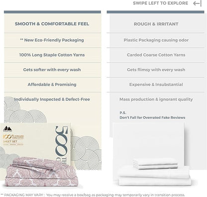 Mayfair Linen 100% Cotton Printed Bed Sheets Twin XL Set - 500 Thread Count Cotton Twin XL Sheets Only, 3 PC Set (Paisley Print), Soft, Cooling, Sateen Weave 16" Deep Pocket Dorm Room Bedsheet