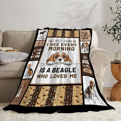 Beagles Dog Print Blanket Best Dog Pet Animal Throw Blankets for Couch Sofa Stuff Decor Gifts Lightweight Soft Cozy Fleece Plush Warm Flannel Bedding for Lover Man Woman Teen Adults 60"x80"