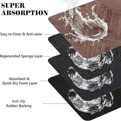 Dog Food Mats for Floors Absorbent, Pet Cat Food Mat - Quick Dry Dog Bowl Mats for Food and Water