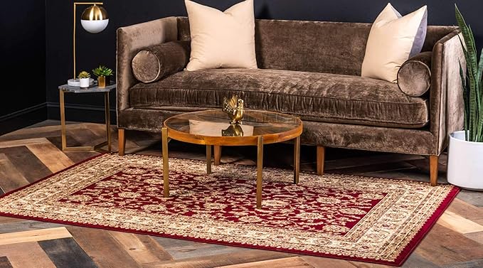 Unique Loom Voyage Collection Traditional Oriental Classic Intricate Design Area Rug (4' 0 x 6' 0 Rectangular, Red/Gold)