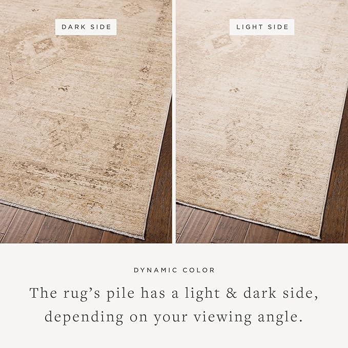 Loloi Chris Loves Julia Palma Collection PLM-06 Natural/Smoke 2'-7" x 7'-6" Fringe Runner Rug Vintage Style Boho Living Room Bedroom Carpet