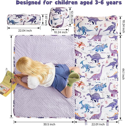 DJY Toddler Nap Mat,Kid Slumber Bag with Removable Pillow & Minky Blanket,Soft Sleeping Mat Perfect for Daycare,Preschool,Kindergarten,Travel