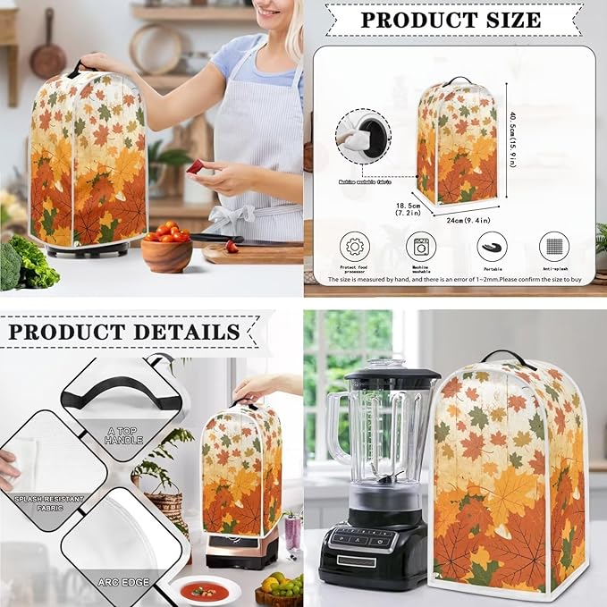 Fall Maple Leaves Print Thanksgiving Appliance Covers Set Washable Kitchen Blender Dust Cover Bread Maker Toaster Cover 4 Slice Kitchen Accessories