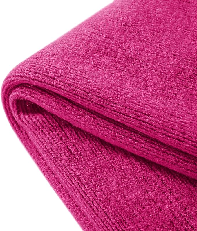 Homiest Decorative Knitted Throw with Fringe, Lightweight Acrylic Knit Blanket, Soft & Cozy Tassel for Couch Sofa Bed (Fuschia, 50 x 60 Inch)