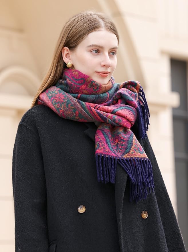 Wander Agio Warm Fashion Scarf Long Shawl Large Blanket Winter Wraps Scarves for Women Cashmere Jacquard Vintage Paisley