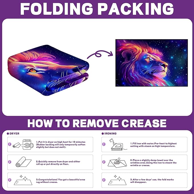 6' x 9' Galaxy Lion Rug Large 3D Fierce Lions Space Area Rugs for Kids Bedroom Living Room Playroom Gameroom Boys Glitter Carpet Throw Rugs Floor Mat,180 X 275cm