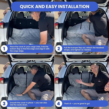 4Knines Split Cargo Liner for SUV – for Dogs & Pets, Heavy-Duty, Waterproof Trunk Mat & Cargo Cover – Fits 60/40 Split Bench & Armrest Pass-Through – Machine Washable, Non-Slip, Durable (Large, Camo)