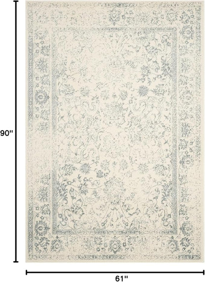 SAFAVIEH Adirondack Collection Area Rug - 5'1" x 7'6", Ivory & Slate, Distressed Vintage Floral Design, Non-Shedding & Easy to Clean, Ideal for Living Room, Bedroom, Dining Space (ADR109S)