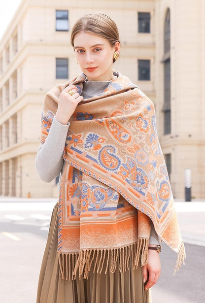 Wander Agio Warm Fashion Scarf Long Shawl Large Blanket Winter Wraps Scarves for Women Cashmere Jacquard Vintage Paisley